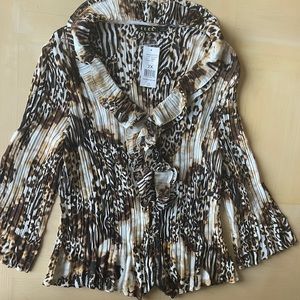Long sleeve button down leopard blouse